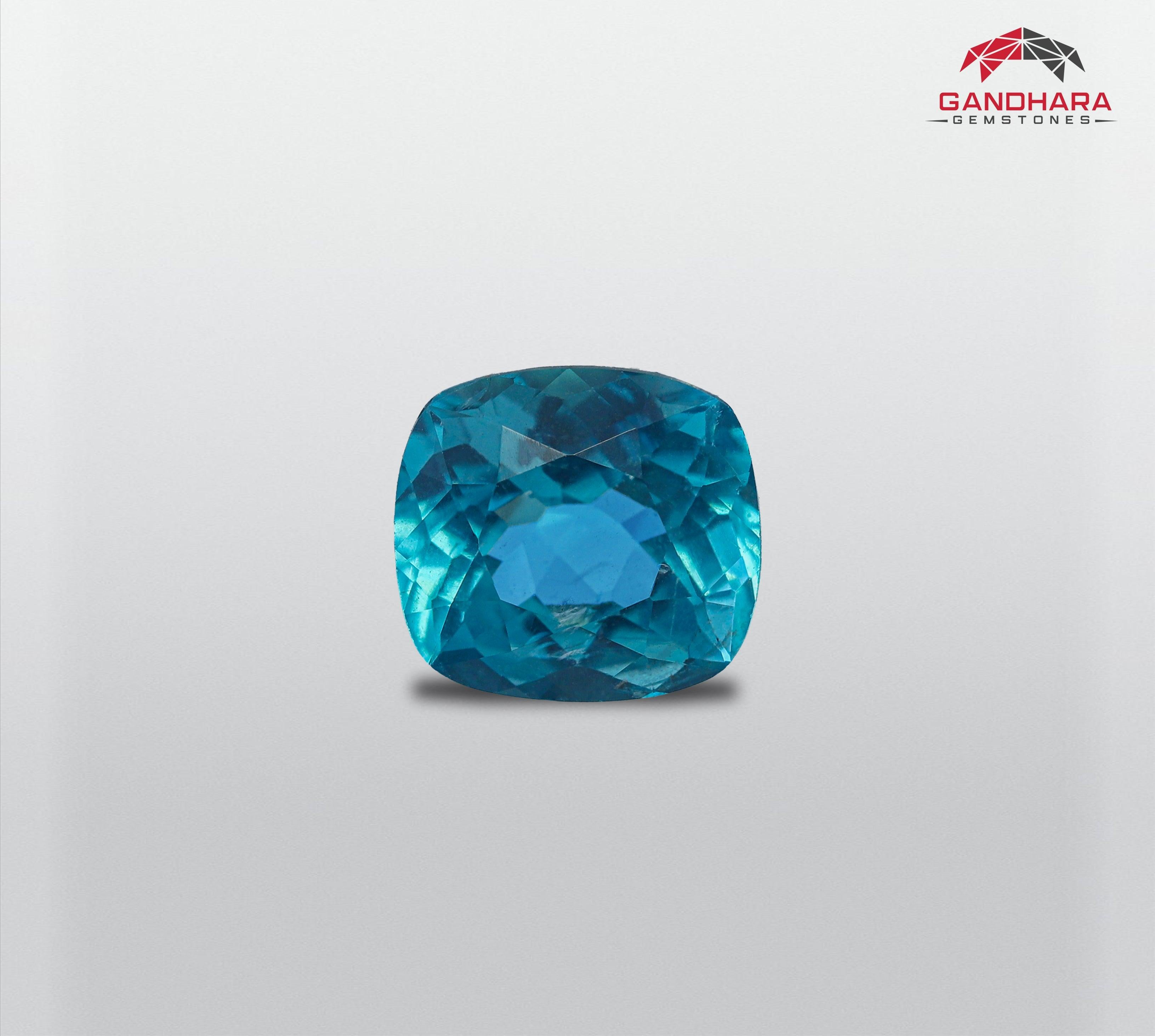This natural electric blue natural apatite stone of 1.21 carats from Madagascar has a wonderful cut in a Cushion shape, incredible blue color. Great brilliance. This gem is totally SI clarity.

Product Information:
GEMSTONE TYPE	Electric Blue