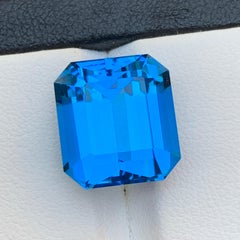 Topazio naturale blu elettrico da 15,40 carati, taglio smeraldo, gemma sfusa per anello