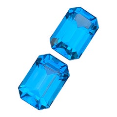 Electric Blue Topaz Pair  Emerald Cut Loose Faceted Electric Blue Gemstone Pair