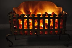 Electric Rotating Motion Faux Fire Flame Lighted Wrought Iron Fireplace Stand