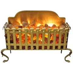 Antique Electric Rotating Motion Faux Fire Flame Lighted Wrought Iron Fireplace Stand
