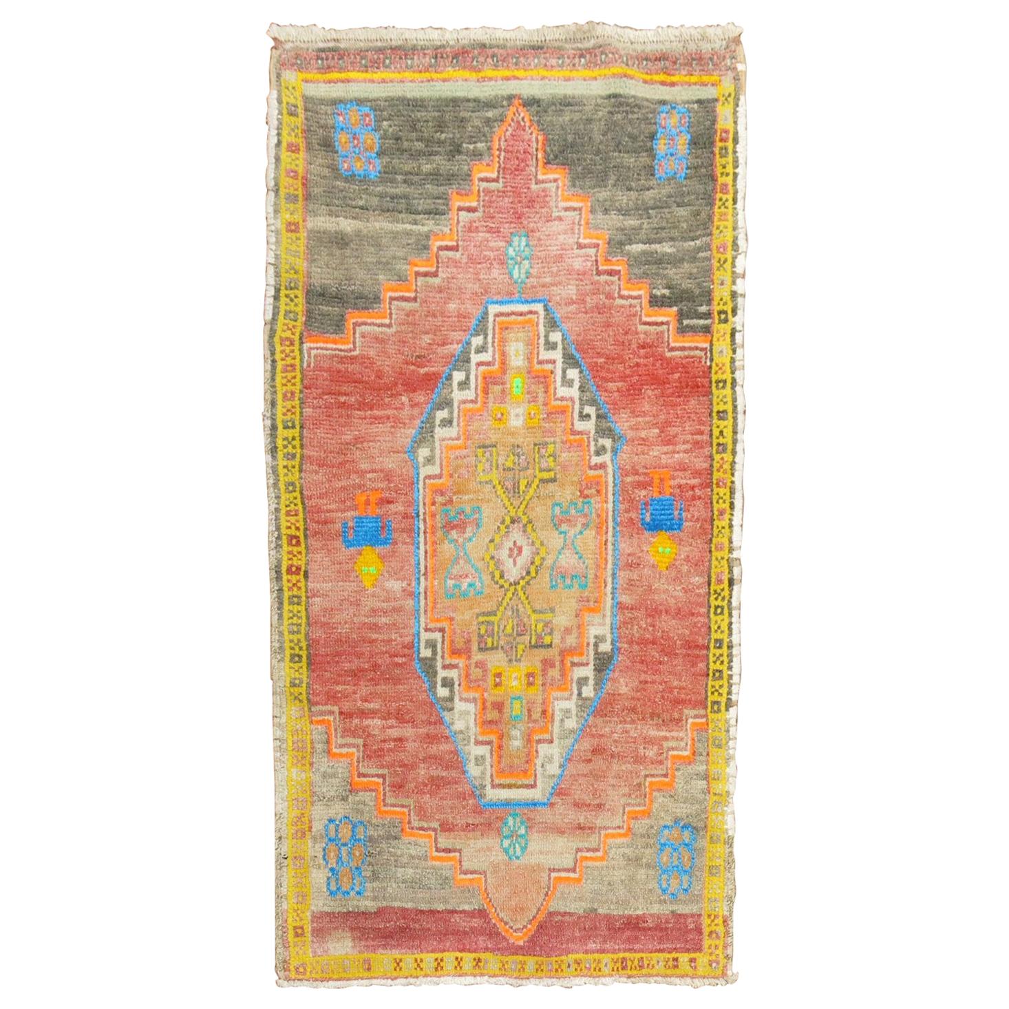 Electric Vintage Turkish Anatolian Scatter Rug For Sale
