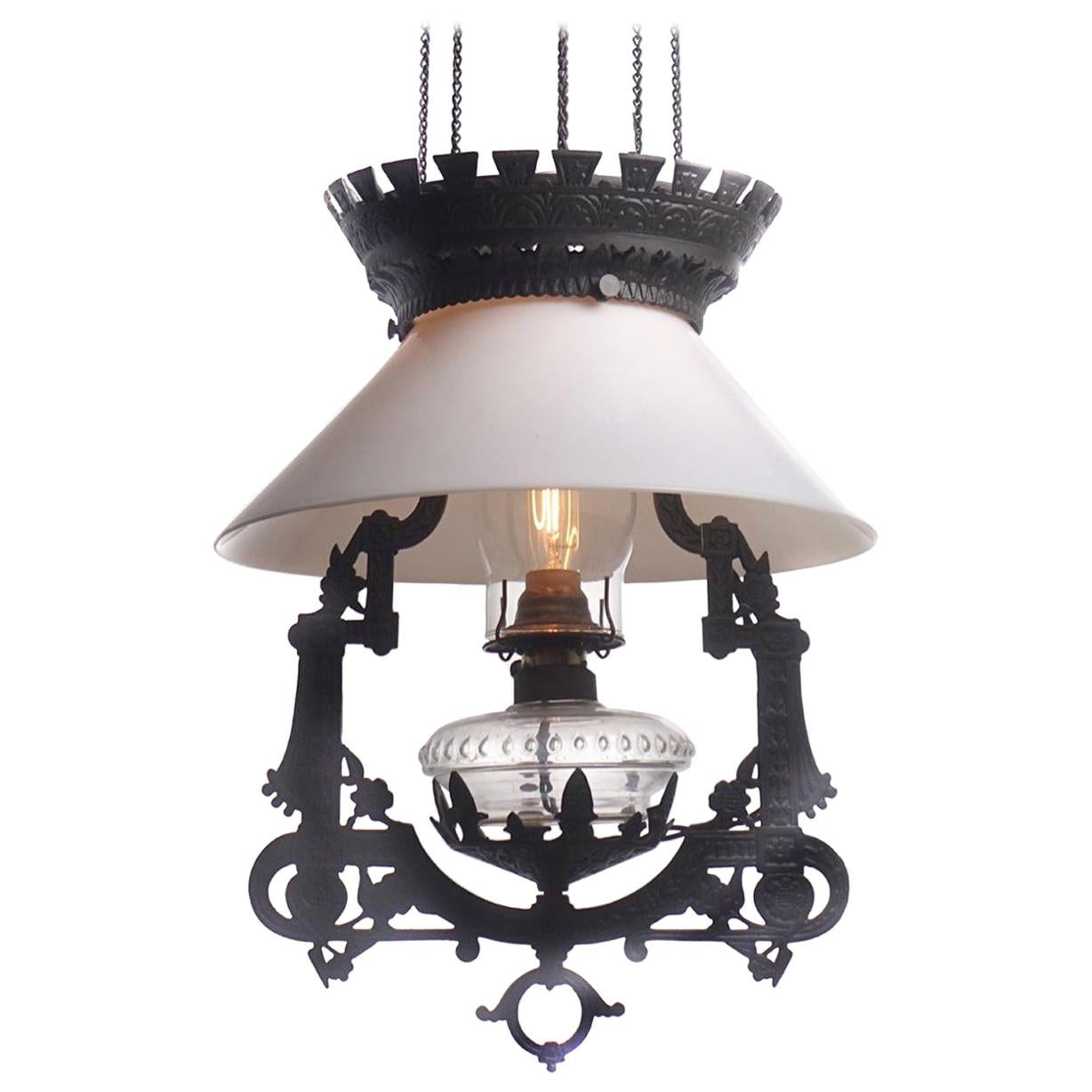 Electrified 1876 Bradley and Hubbard Rise and Fall Lamp