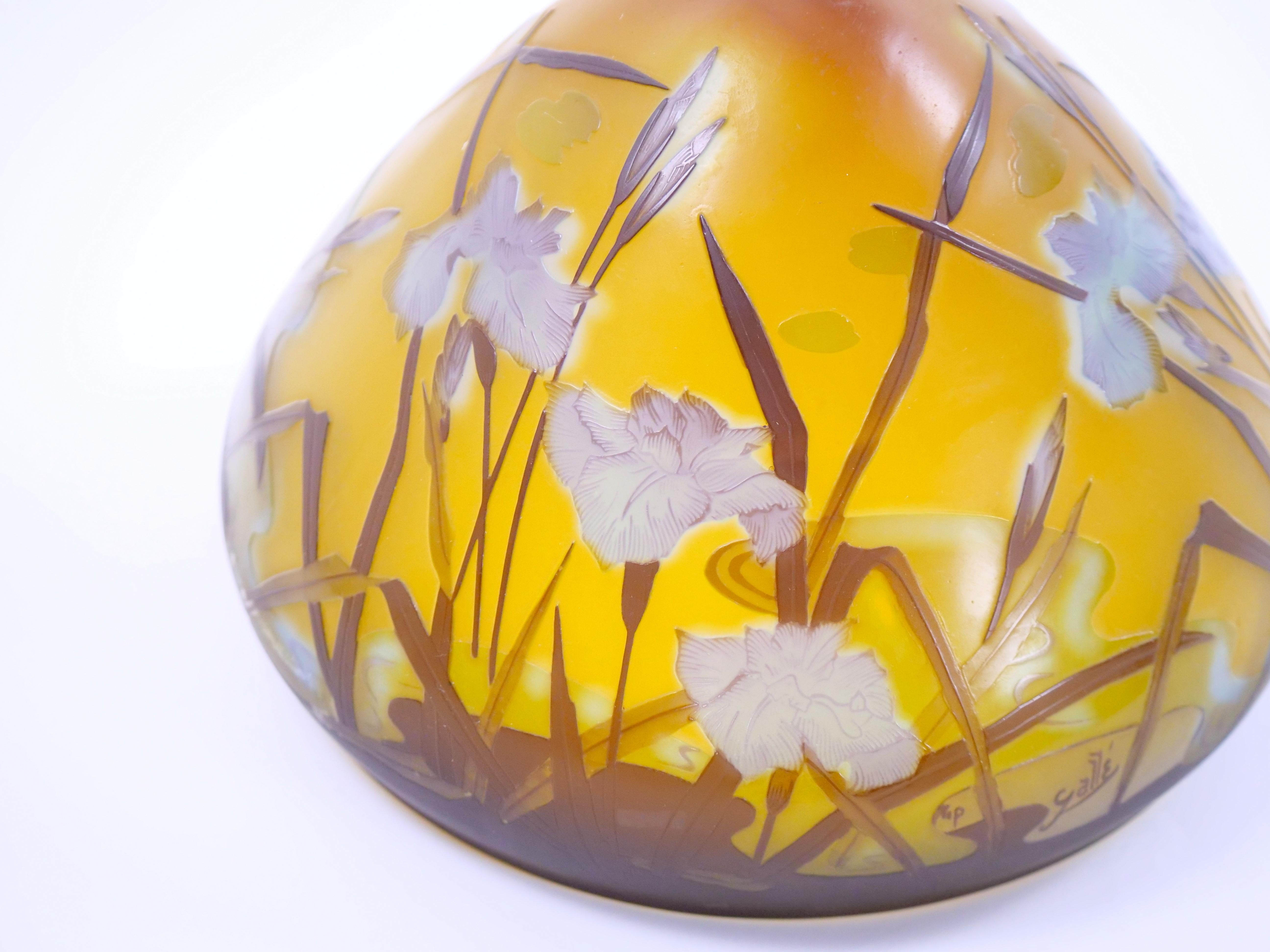 Lampe de table électrifiée Galle Art Glass Cameo Art Nouveau en vente 7