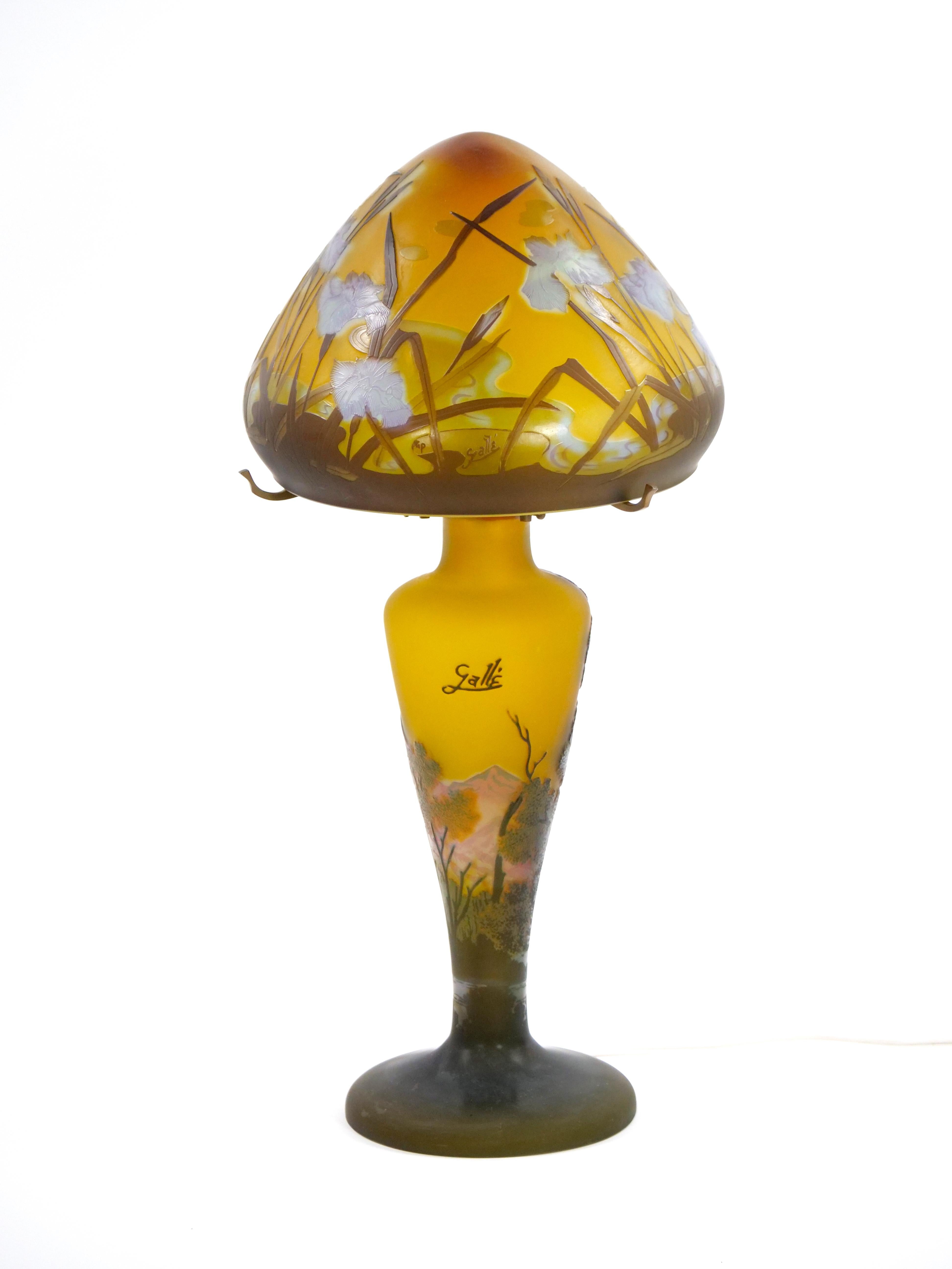 Lampe de table électrifiée Galle Art Glass Cameo Art Nouveau en vente 8
