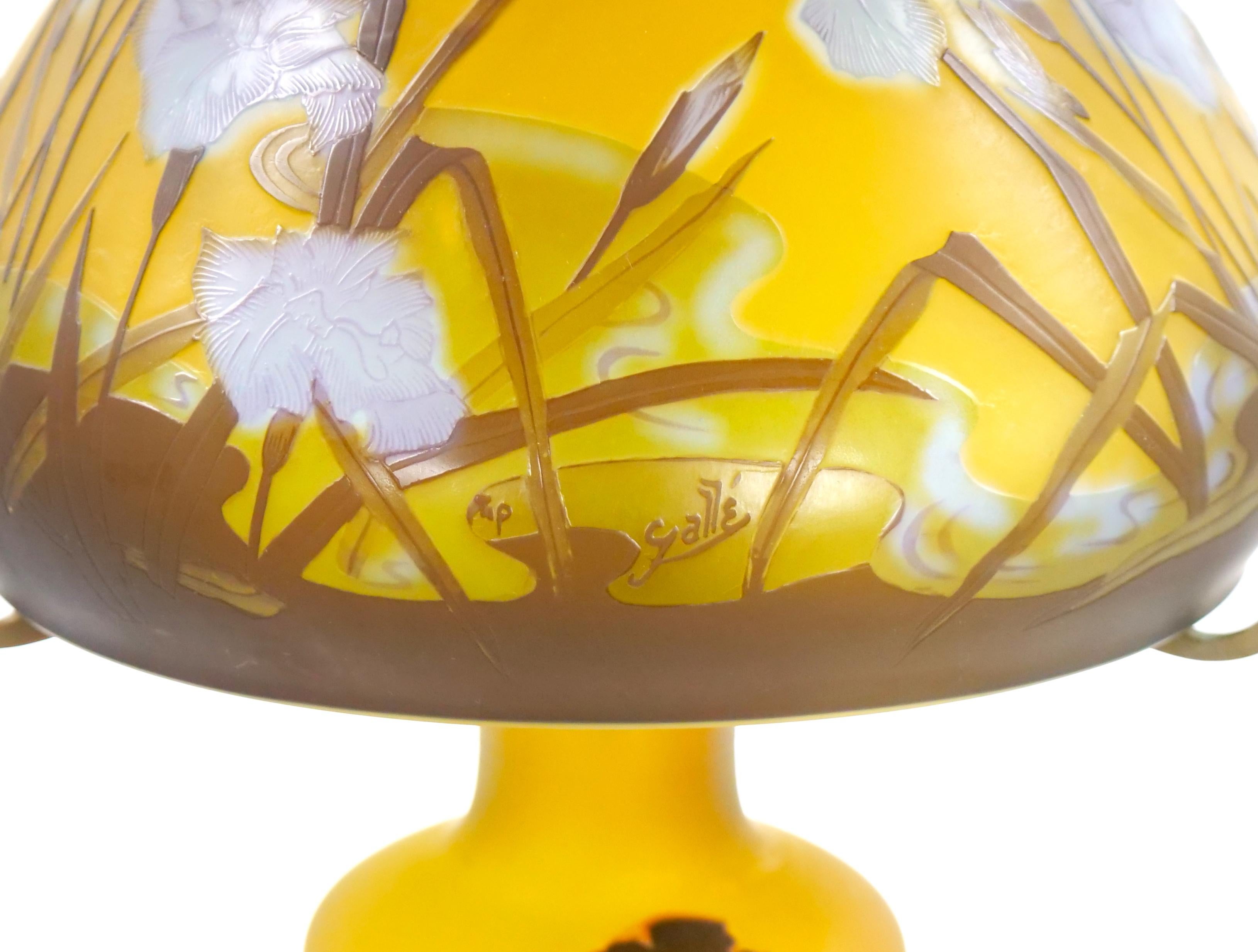 20th Century Electrified Galle Cameo Glass Art Nouveau Table Lamp For Sale