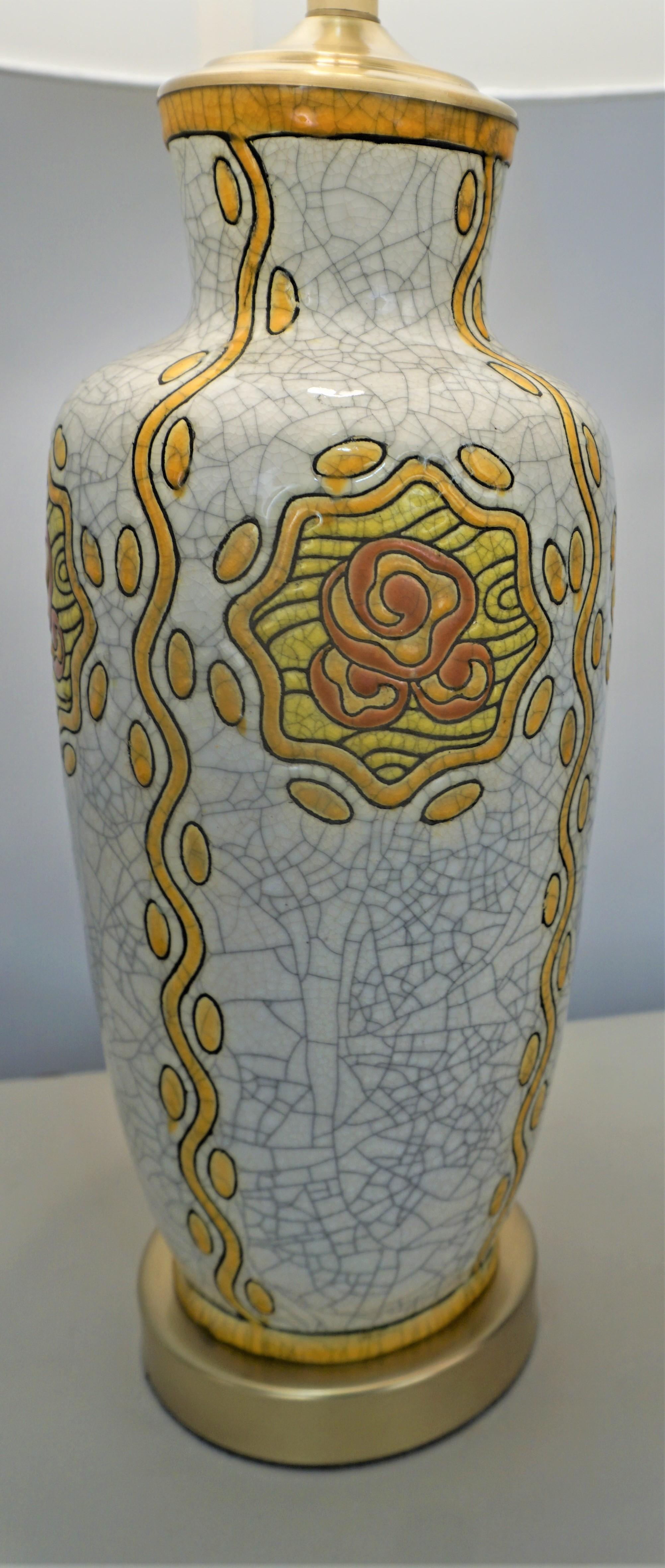 Electrified Lamp Keramis Art Deco Vase by Charles Catteau for Boch In Good Condition For Sale In Fairfax, VA