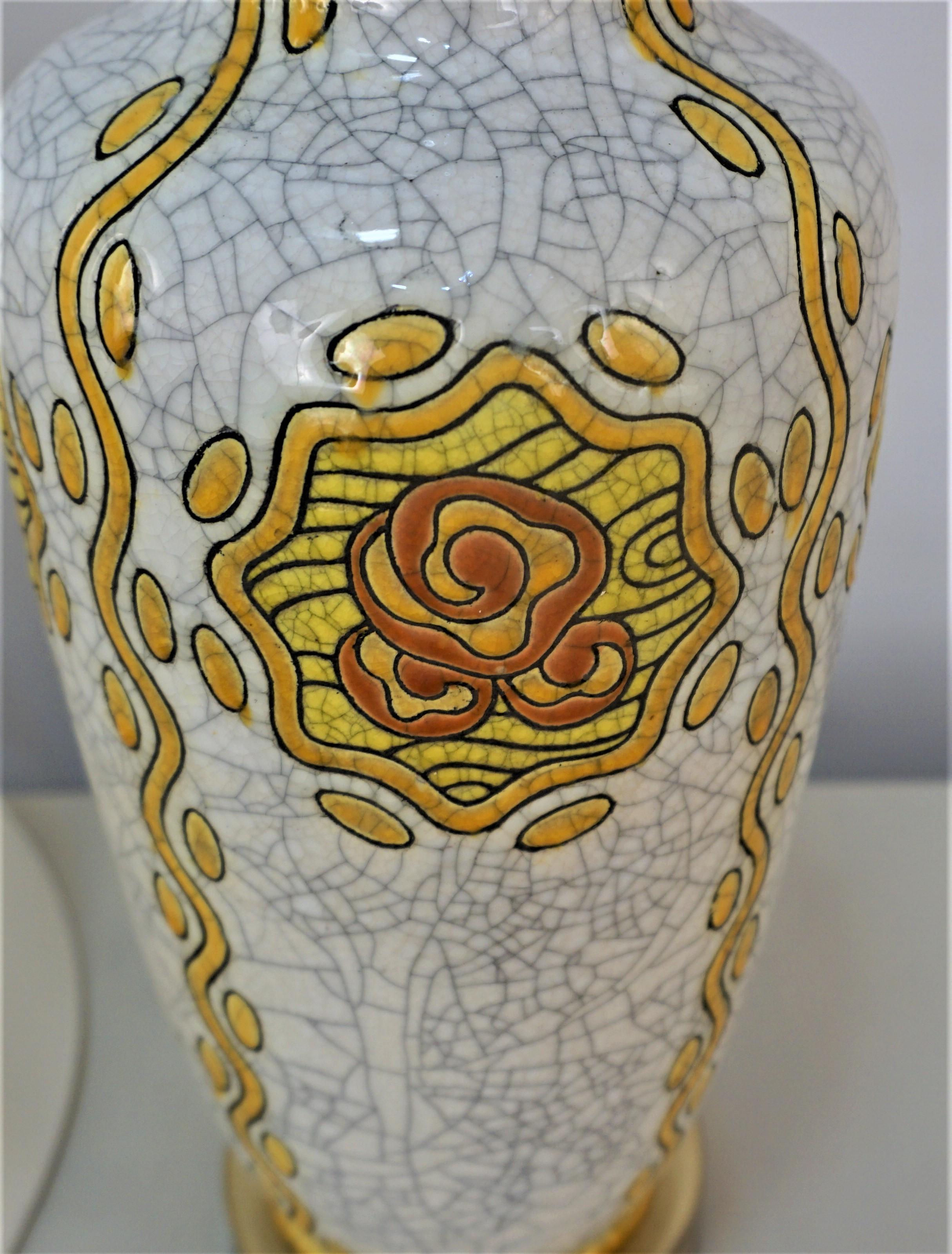 Début du 20ème siècle Lampe électrique vase Art Déco Keramis de Charles Catteau pour Boch en vente