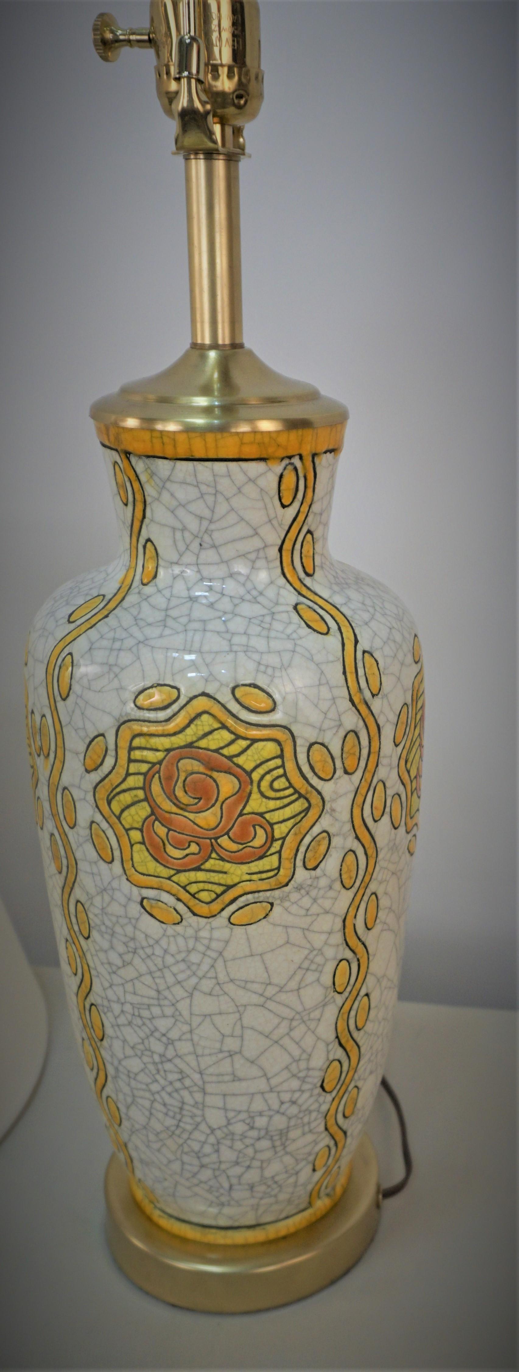Bronze Lampe électrique vase Art Déco Keramis de Charles Catteau pour Boch en vente