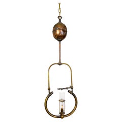 Antique Electrified Pressure Gas Pendant Lamp 