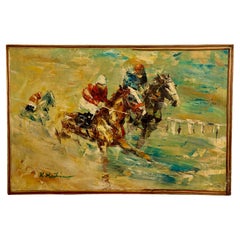 Electrifying Equestrian Oil on Canvas by K. Martin