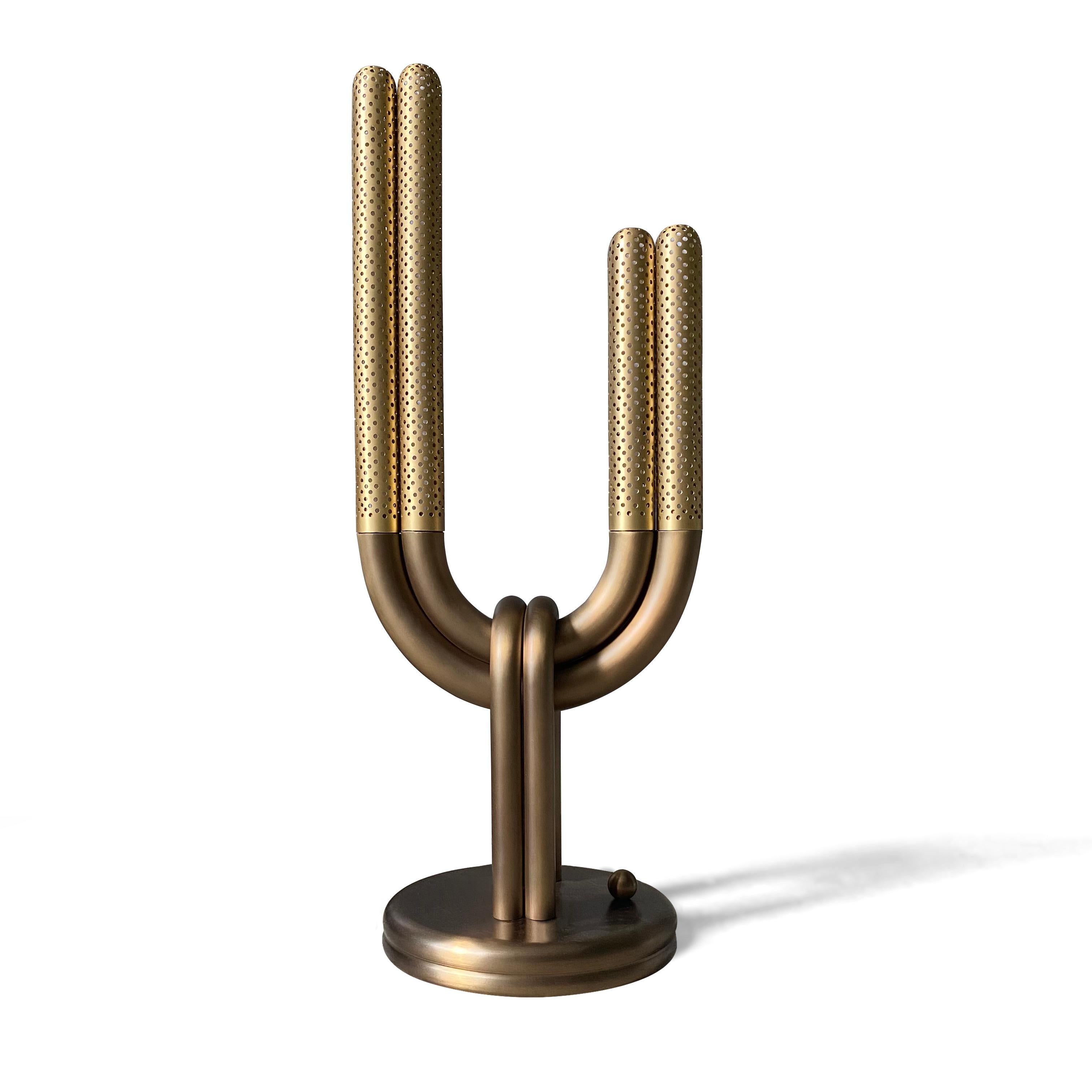 Modern Electron Table Light, Brushed Brass by Lara Bohinc