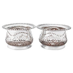 Electroplated Silver Bottle Coasters Antique Circa 1940