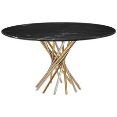 Electrum Black Marble and Mixed Metal Dining Table