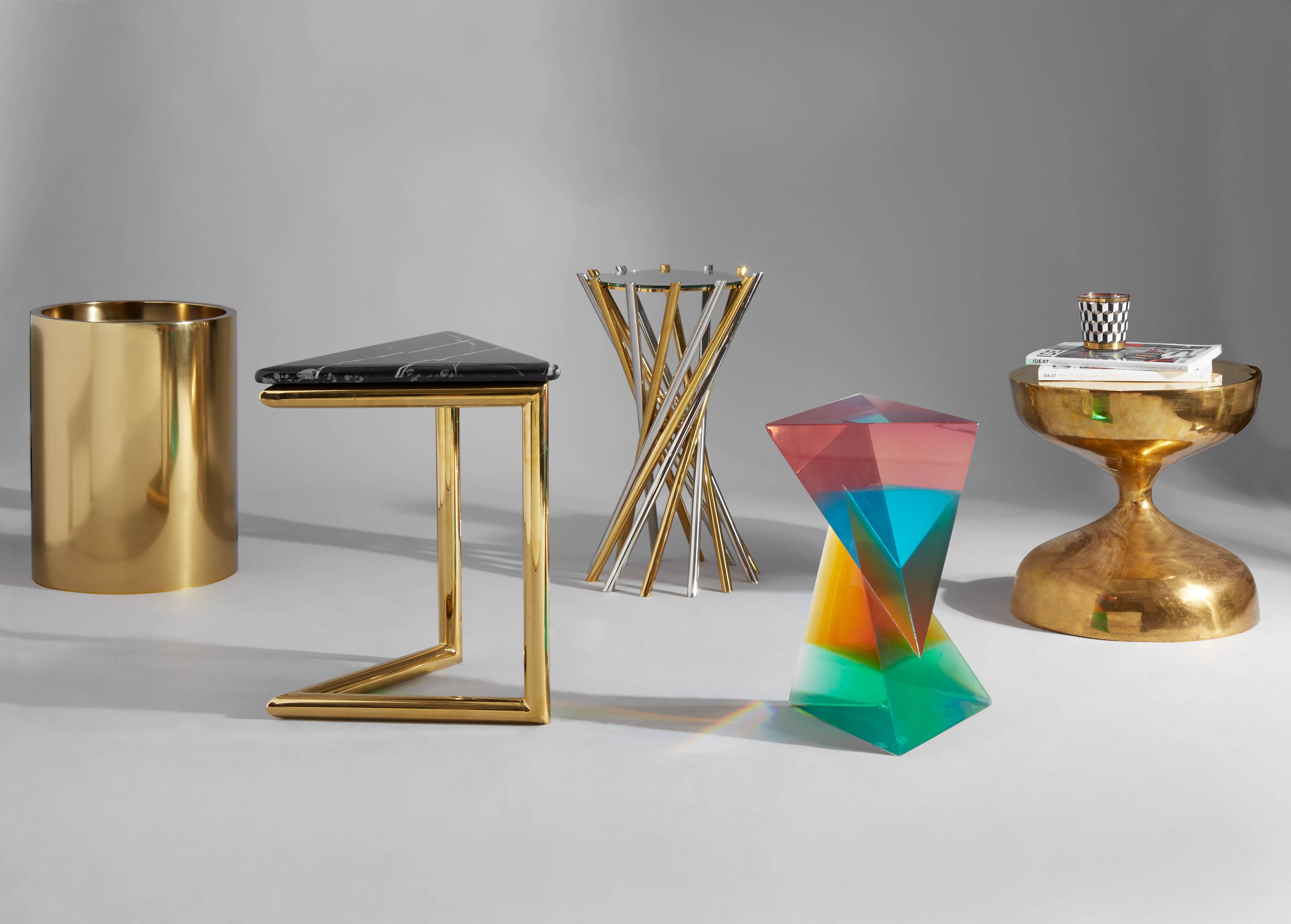 Modern Electrum Brass and Nickel Accent Table For Sale