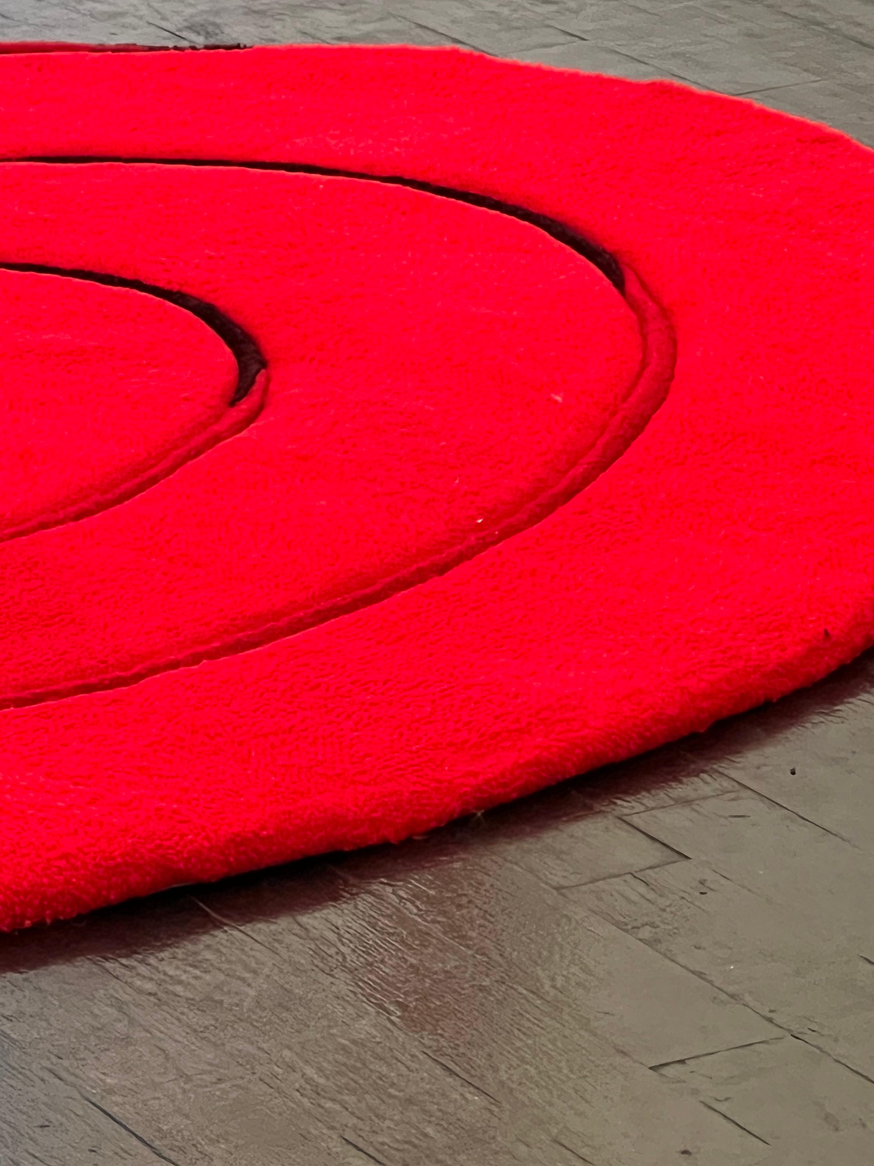 rug carpet meta red plush contemporary popart illusion abstract For Sale 1