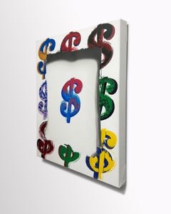 Warhol Currency Hand Painted on Canvas Shadows Pop Art Fun Modern 16x20 inches