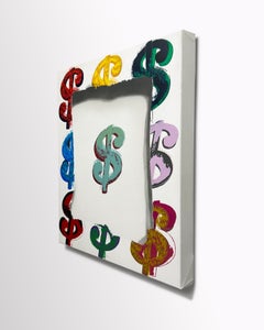 Warhol Currency Hand Painted on Canvas Shadows Pop Art Fun Modern 16x20 inches