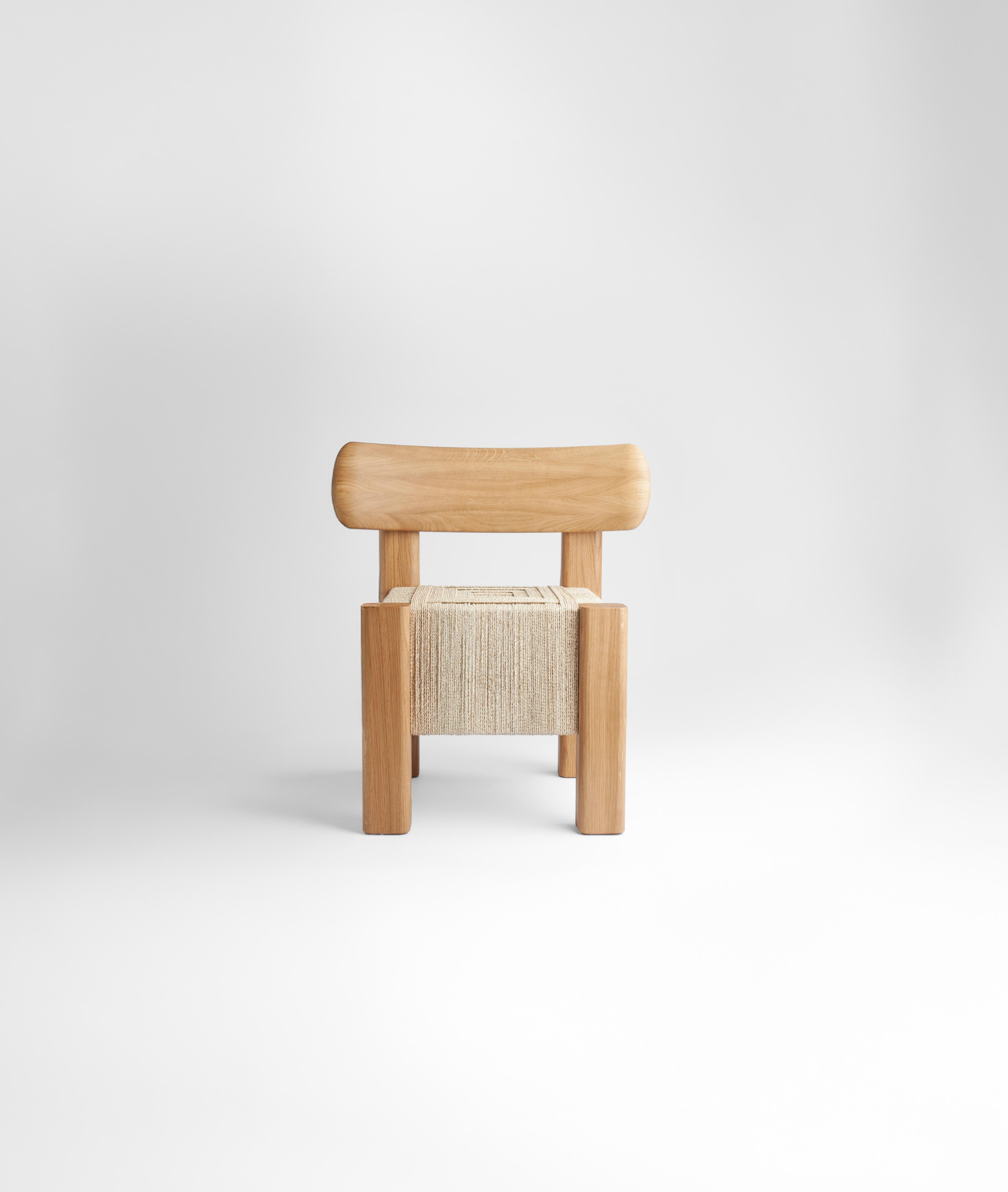 Espagnol Elef Oak Wood and Wicker Rope Armchair by Adriane Escarfullery en vente