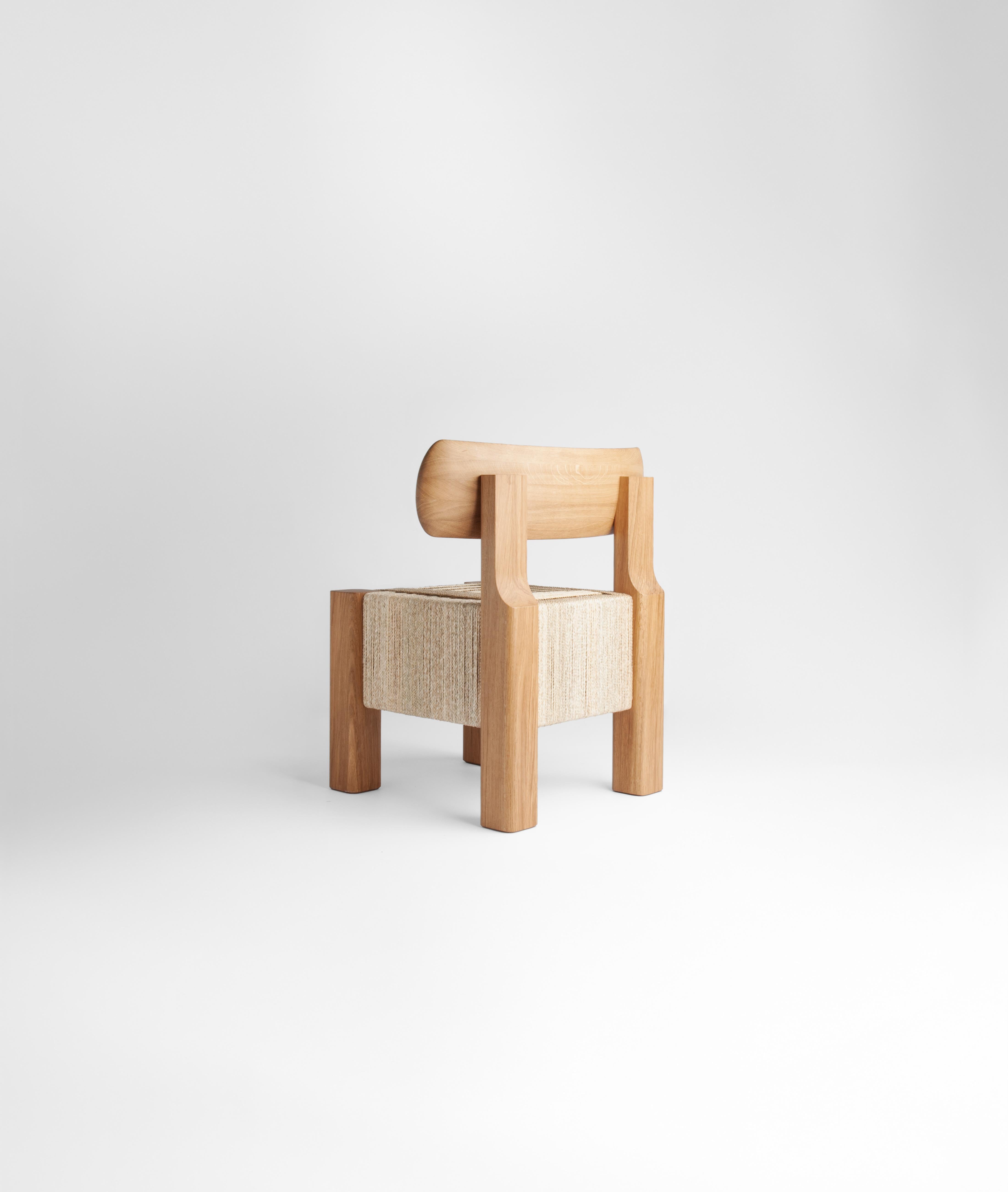 Travail du bois Elef Oak Wood and Wicker Rope Armchair by Adriane Escarfullery en vente
