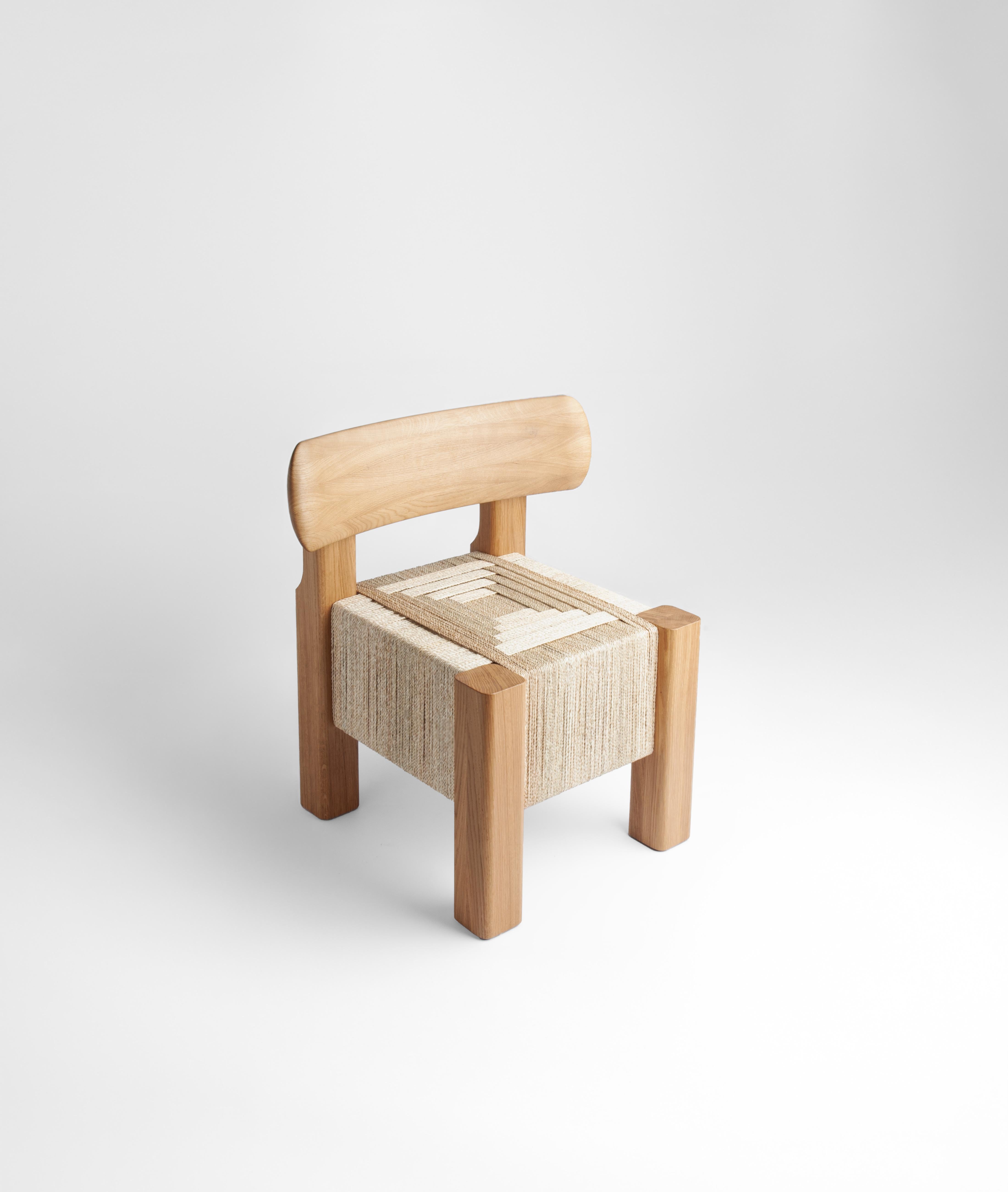 XXIe siècle et contemporain Elef Oak Wood and Wicker Rope Armchair by Adriane Escarfullery en vente