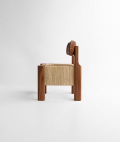 Elef nussbaumholz und seilgeflecht sessel by Adriane Escarfullery