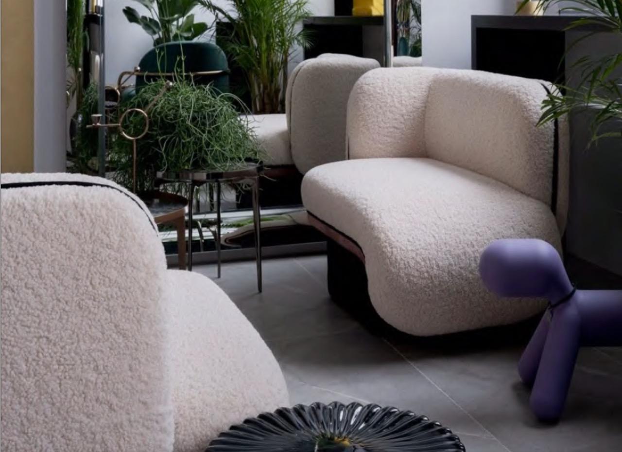 Elefante Armchair, Art Deco Style white black & pink velvet upholstered For Sale 3