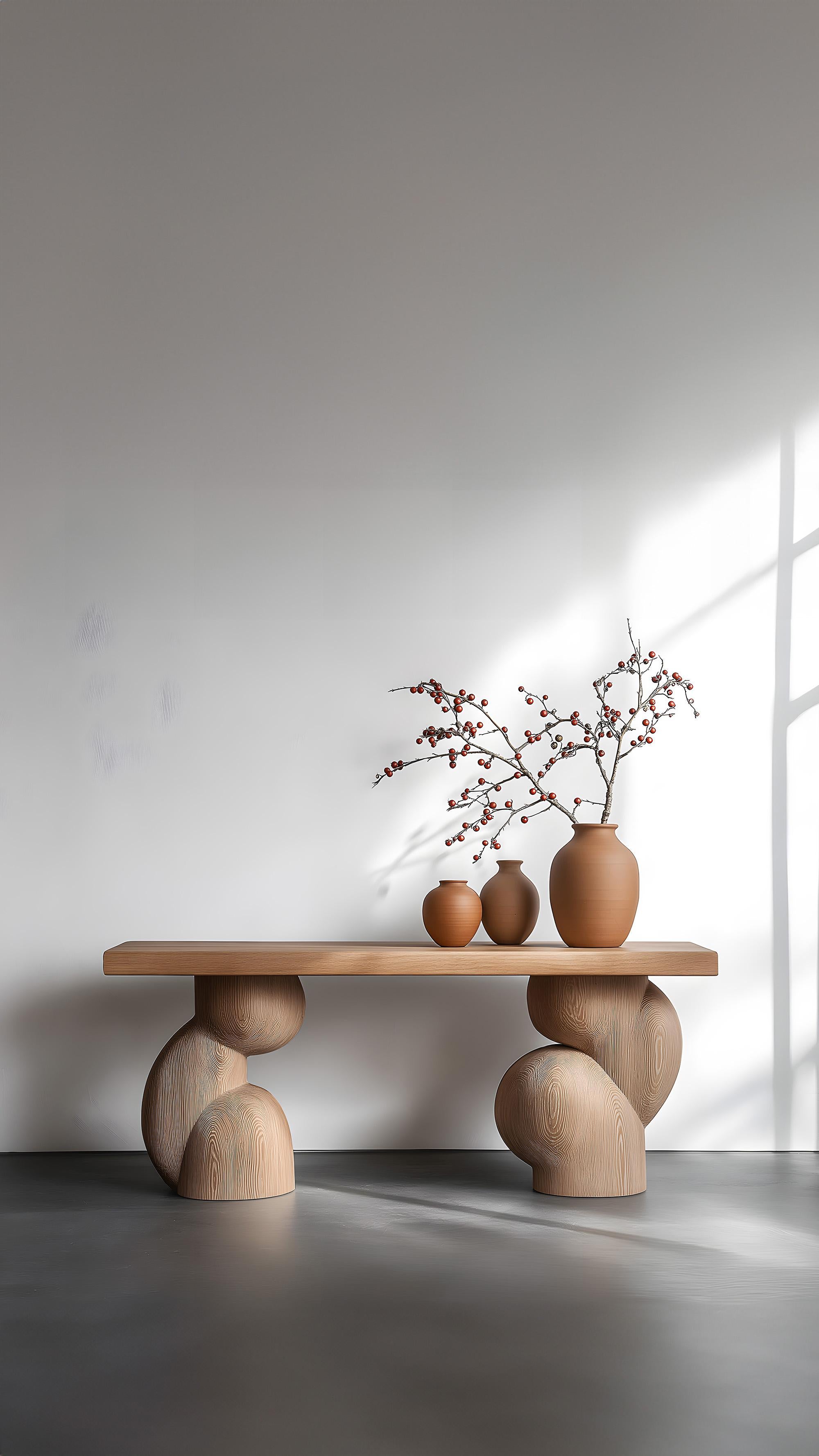 Brutalist Elefante Console Table 51 by NONO, Solid Wood, Elegant Curves For Sale