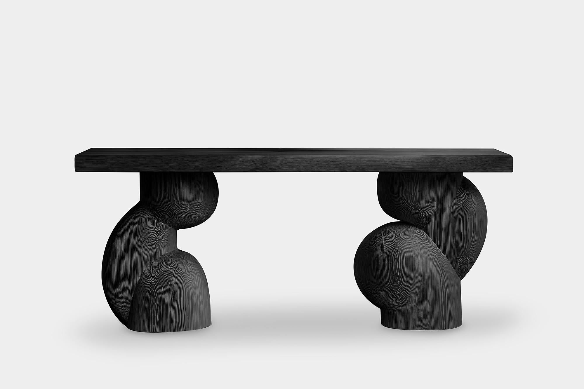 Mexican Elefante Console Table 51 by NONO, Solid Wood, Elegant Curves For Sale
