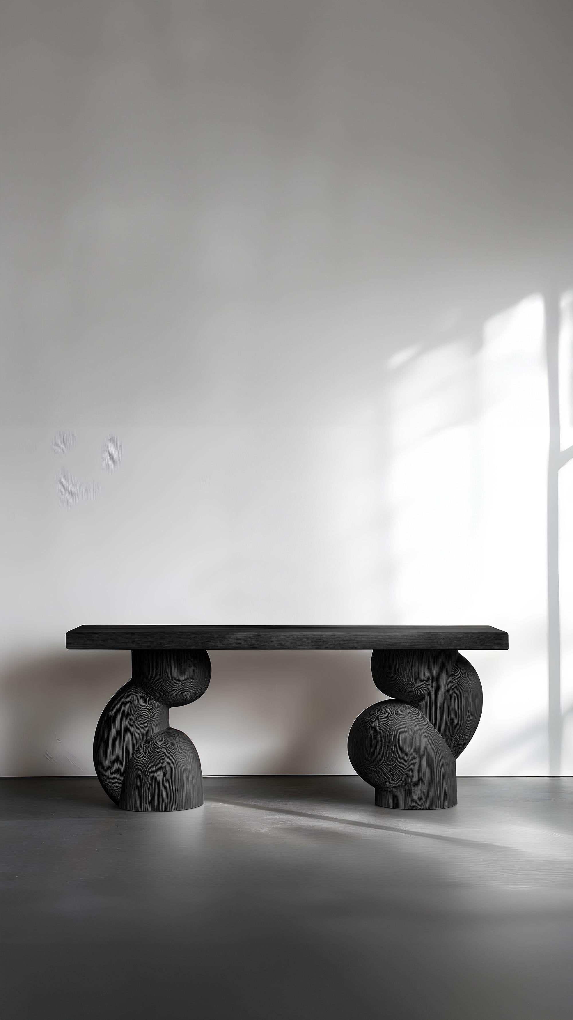 Contemporary Elefante Console Table 51 by NONO, Solid Wood, Elegant Curves For Sale