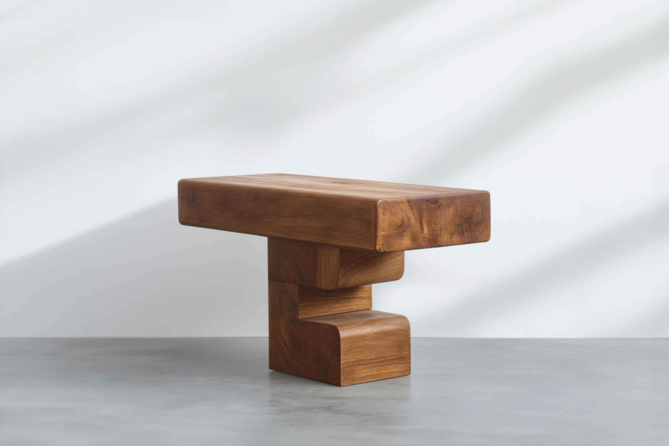 Mexican Elefante Oak Console 06 by NONO, Bold Texture, Sleek Edge For Sale