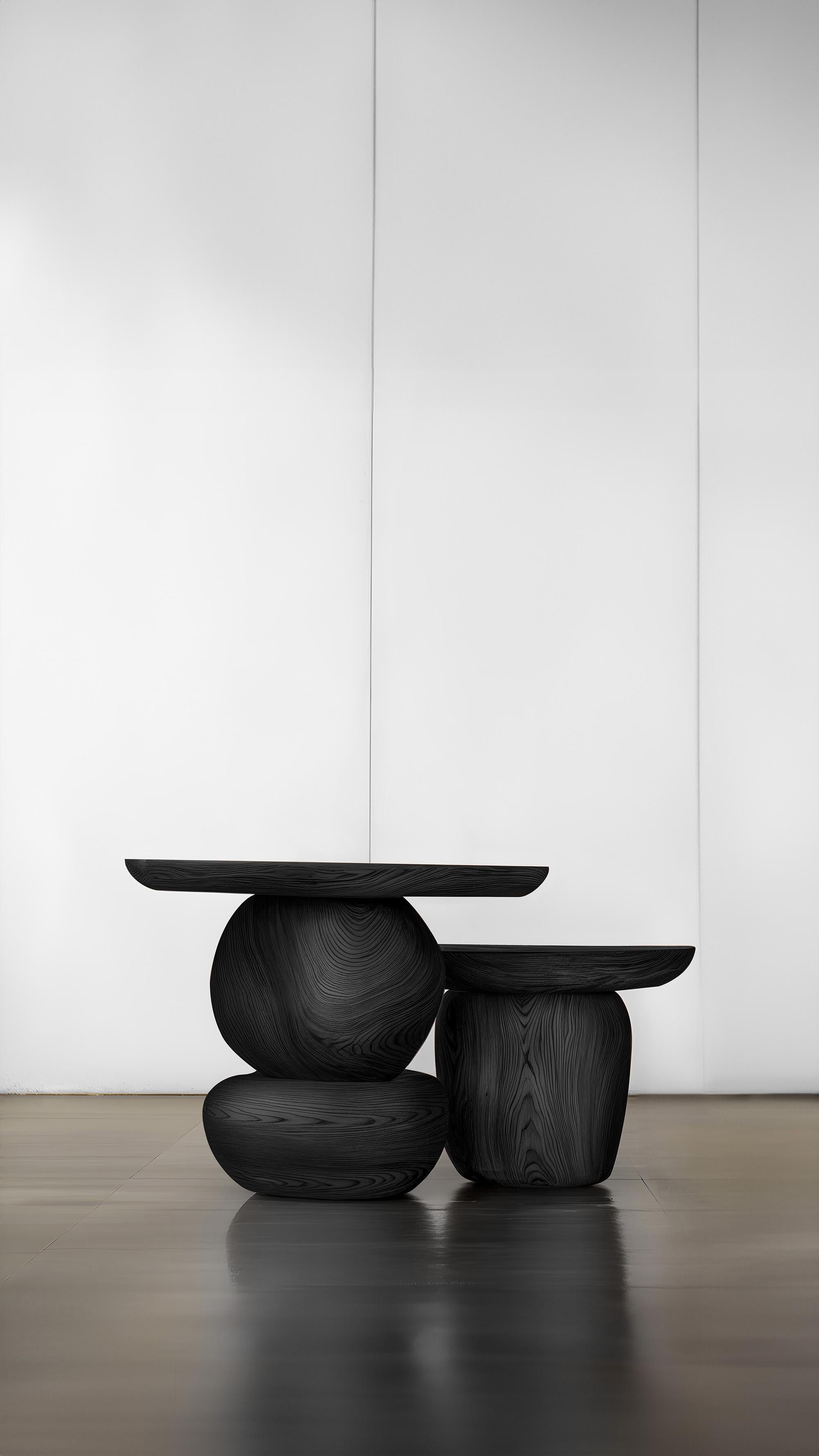 Hardwood Elefante Side Table 11, Solid Walnut Wood, Heavy Aesthetic, SET OF TWO For Sale