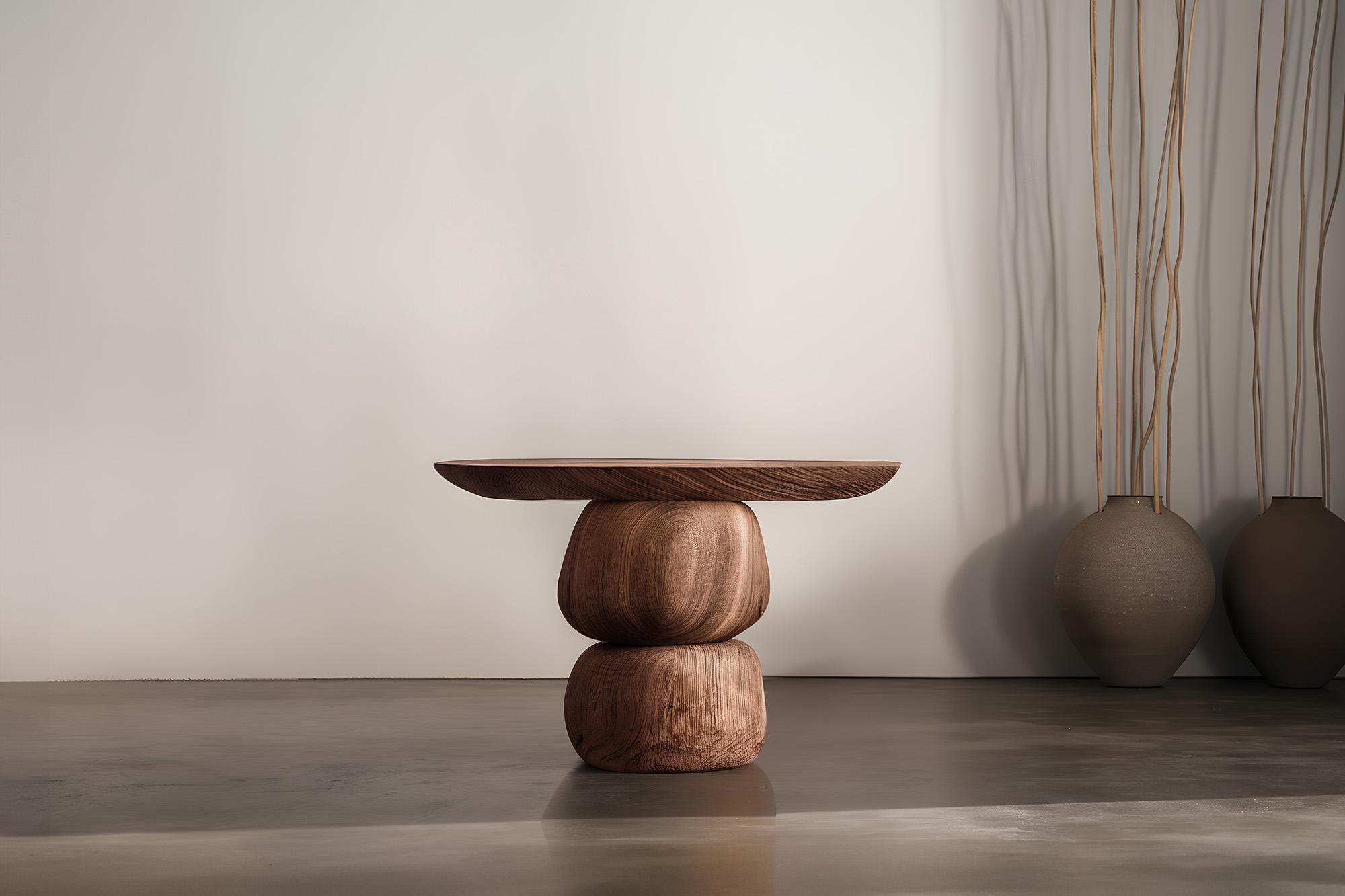 Brutalist Elefante Side Table 13 by NONO, Solid Walnut Wood, Dynamic Shapes For Sale