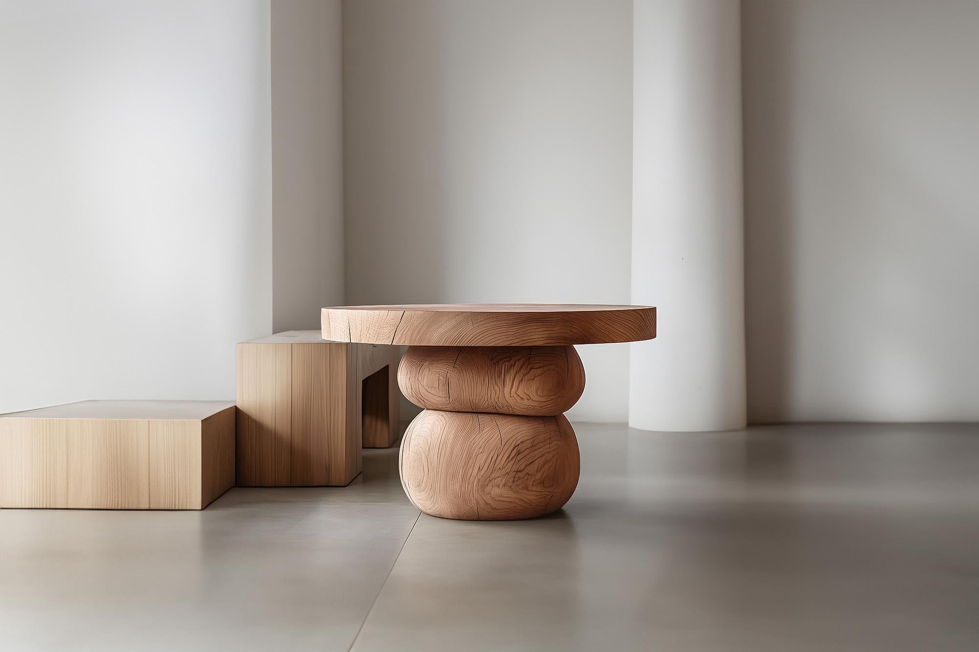 Brutalist Elefante Side Table 5 by Joel Escalona, Solid Wood, Artistic Curves For Sale