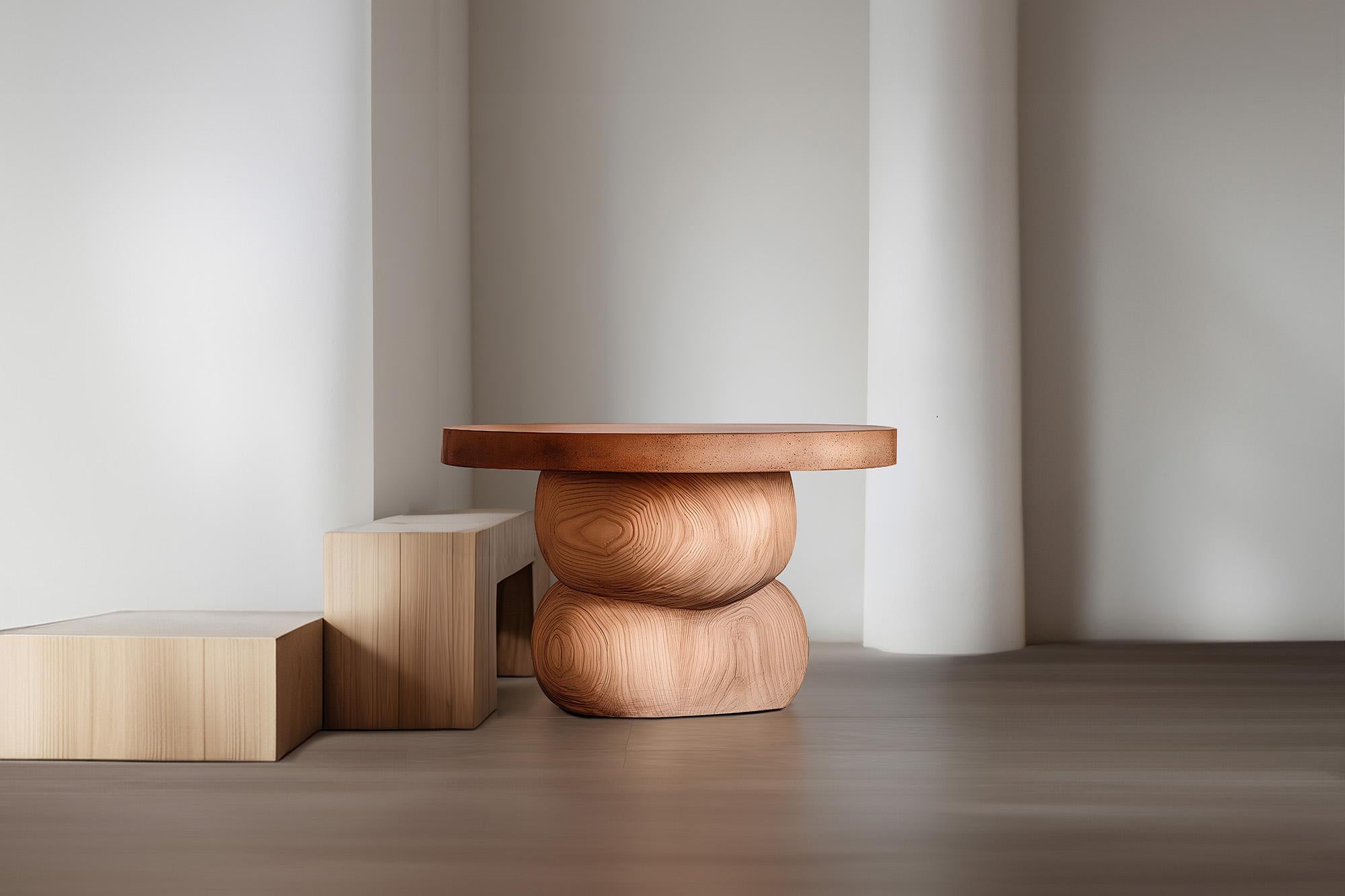 Mexican Elefante Side Table 5 by Joel Escalona, Solid Wood, Artistic Curves For Sale