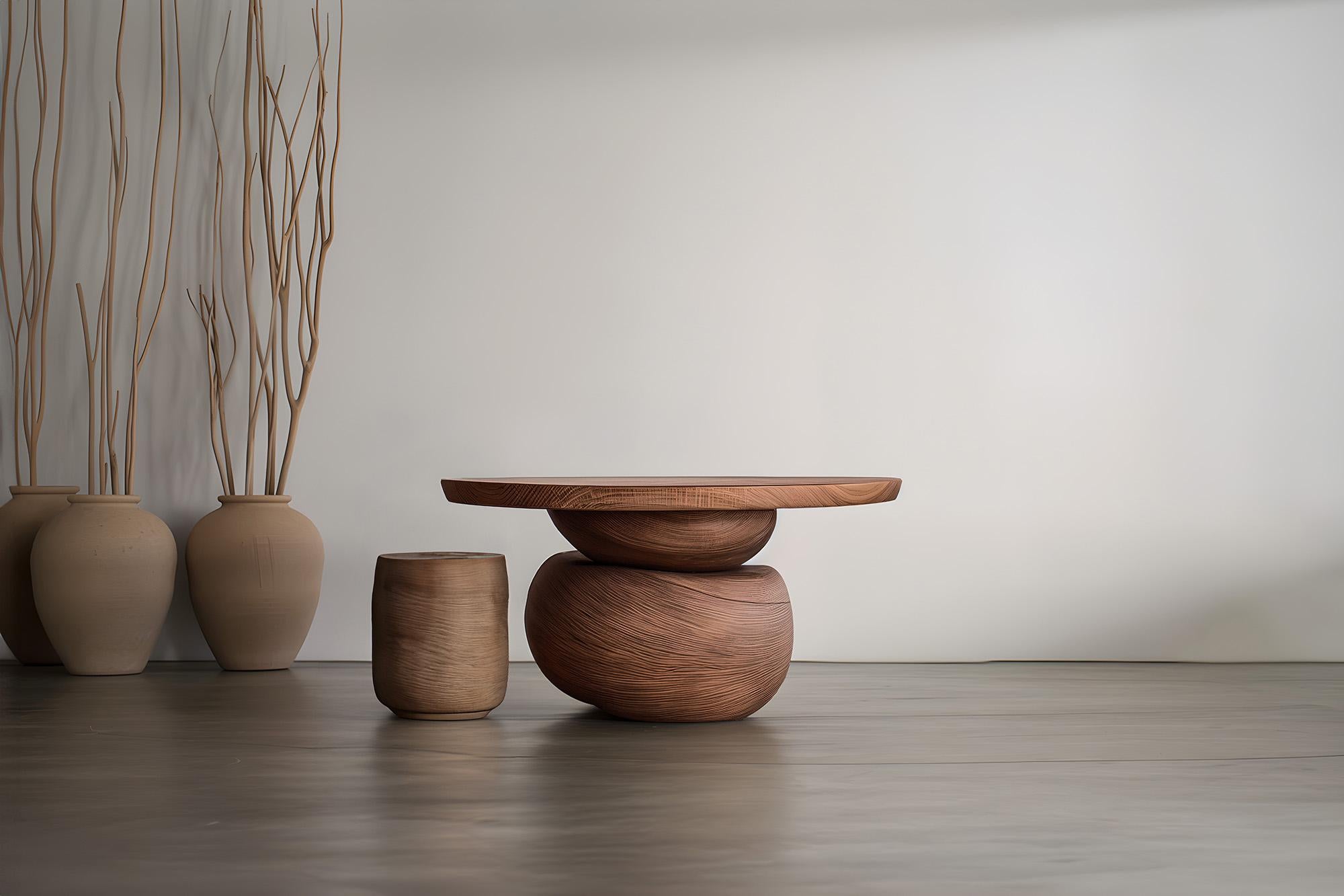 Brutalist Elefante Side Table 9 by NONO, Solid Walnut Wood, Ornamental Design For Sale