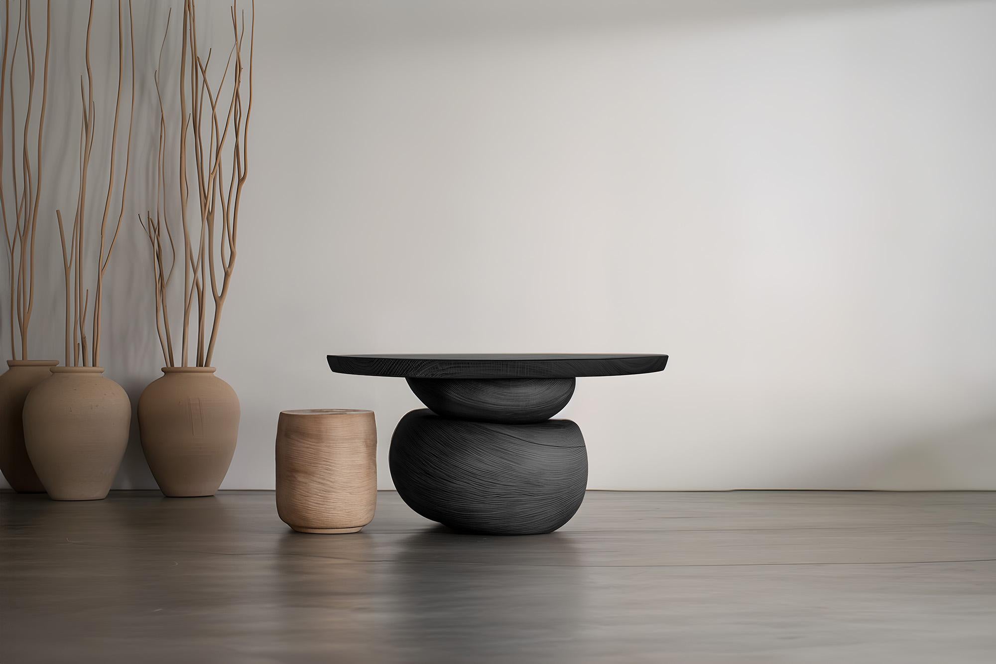 Hardwood Elefante Side Table 9 by NONO, Solid Walnut Wood, Ornamental Design For Sale