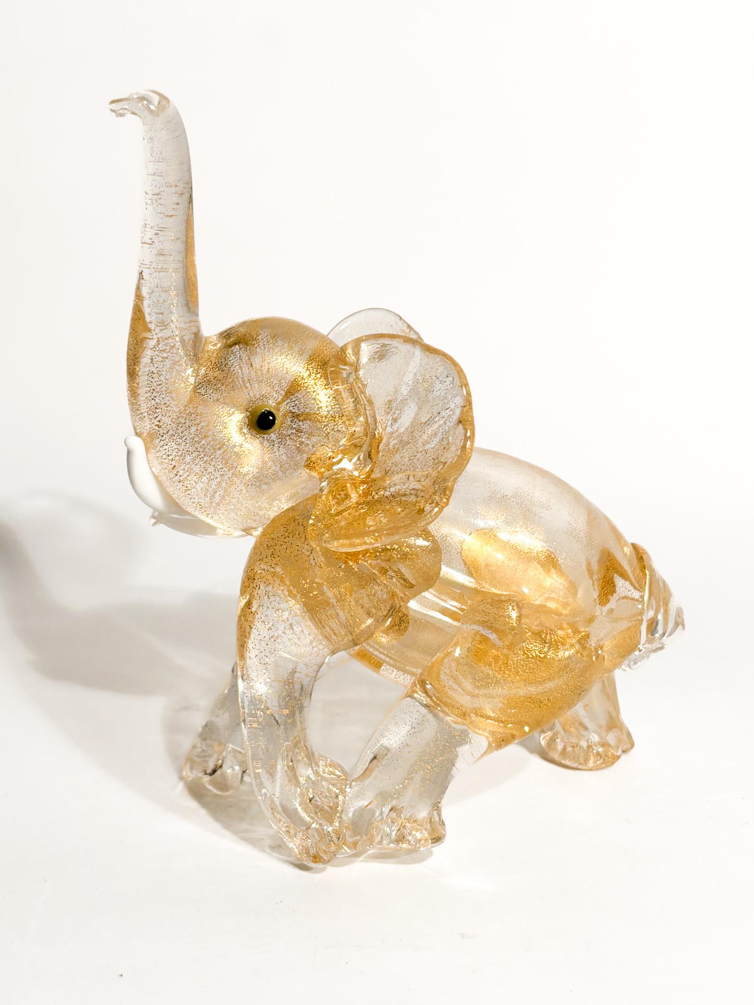 Éléphant en verre de Murano et feuille d'or Attribué à Ercole Barovier 1930 en vente 3