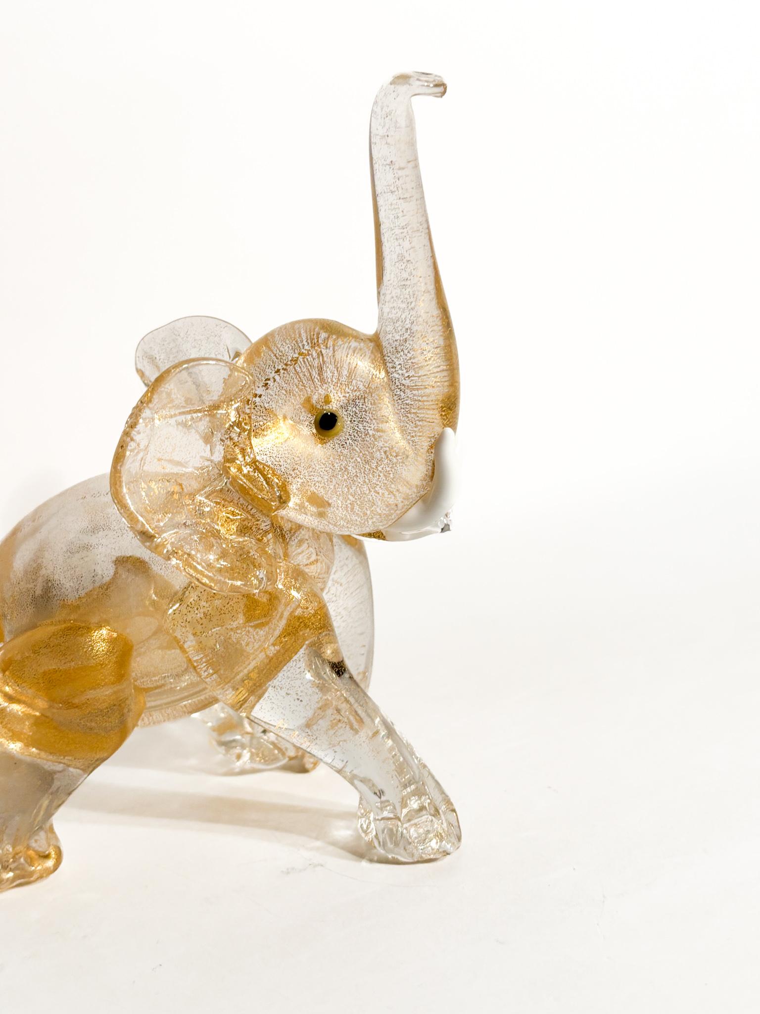Mid-Century Modern Éléphant en verre de Murano et feuille d'or Attribué à Ercole Barovier 1930 en vente
