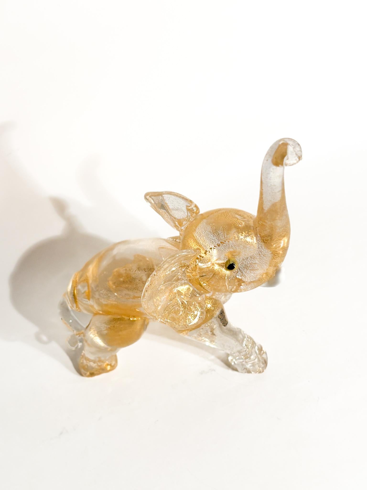 Éléphant en verre de Murano et feuille d'or Attribué à Ercole Barovier 1930 Bon état - En vente à Milano, MI