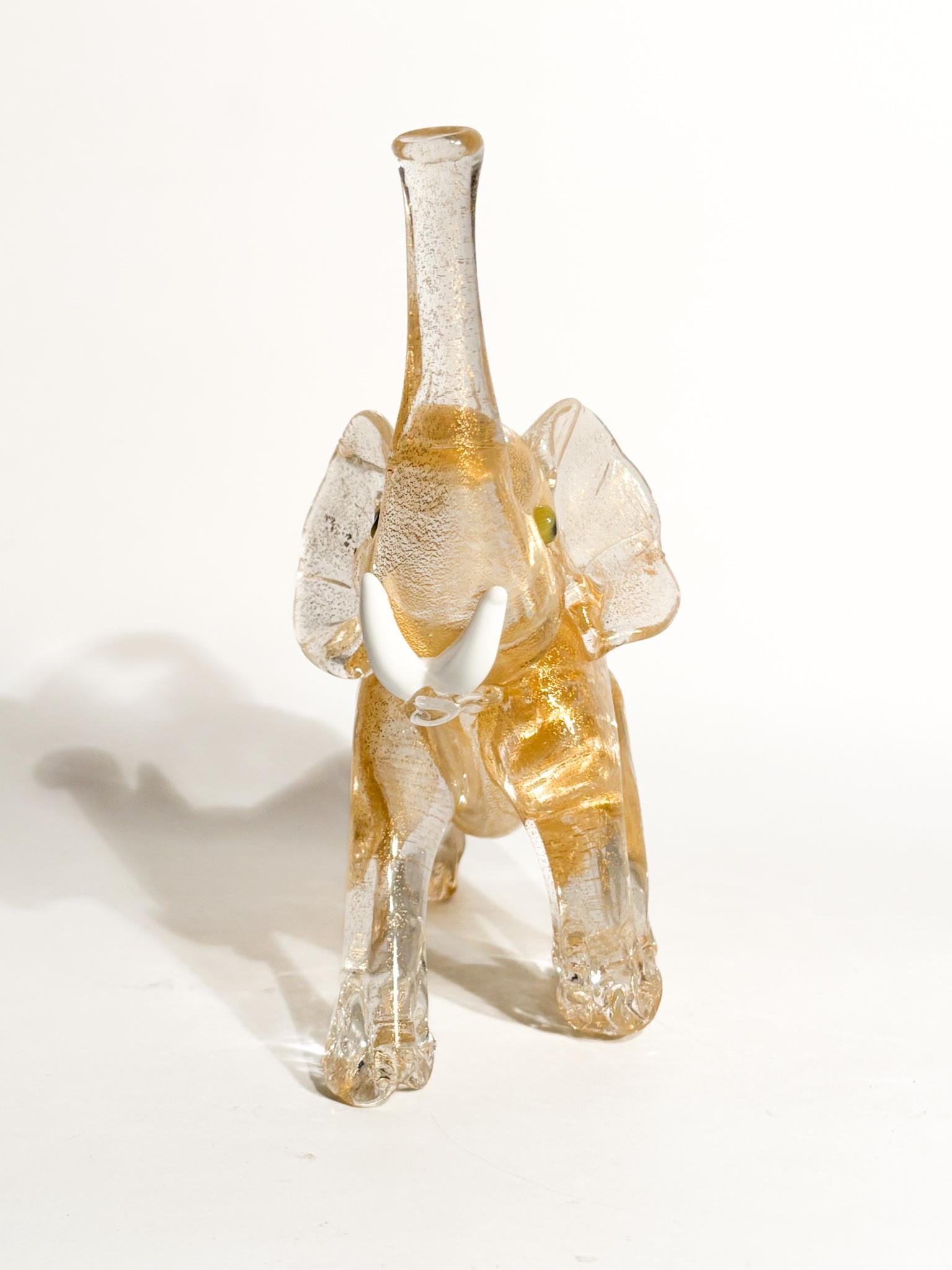 Mid-20th Century Éléphant en verre de Murano et feuille d'or Attribué à Ercole Barovier 1930 en vente