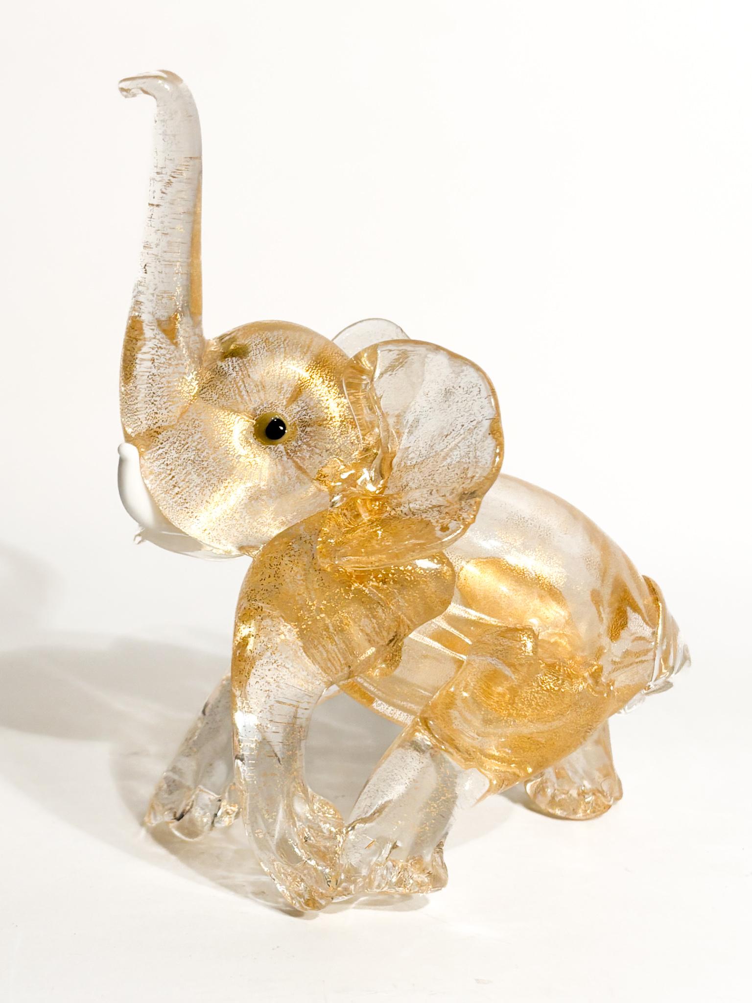 Verre de Murano Éléphant en verre de Murano et feuille d'or Attribué à Ercole Barovier 1930 en vente