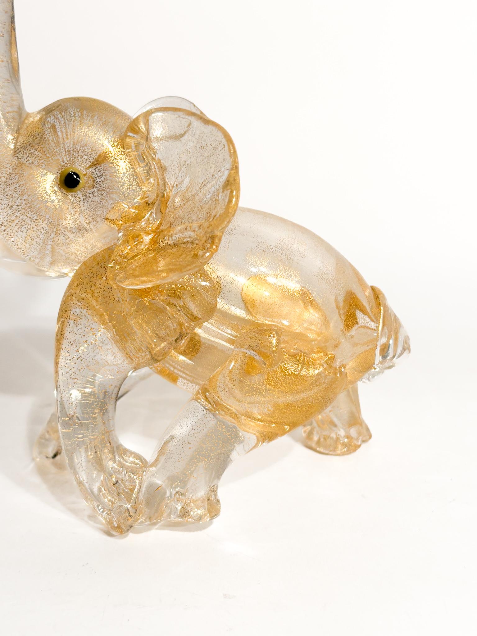 Éléphant en verre de Murano et feuille d'or Attribué à Ercole Barovier 1930 en vente 2