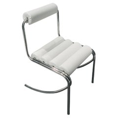 ELEG Curved Stainless Steel Tubular Chair with White Marine Leather