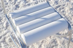 ELEG Curved Stainless Steel Tubular Chair with White Marine Leather