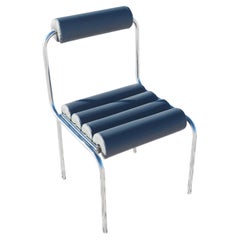 ELEG Stainless Steel Tubular Chair with Grey Marine Leather
