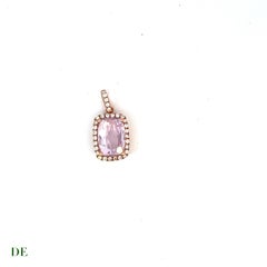 Elegance 14k Timeless Classic Barbie Vivid Pink 2.44 ct Kunzite Diamond Pendant