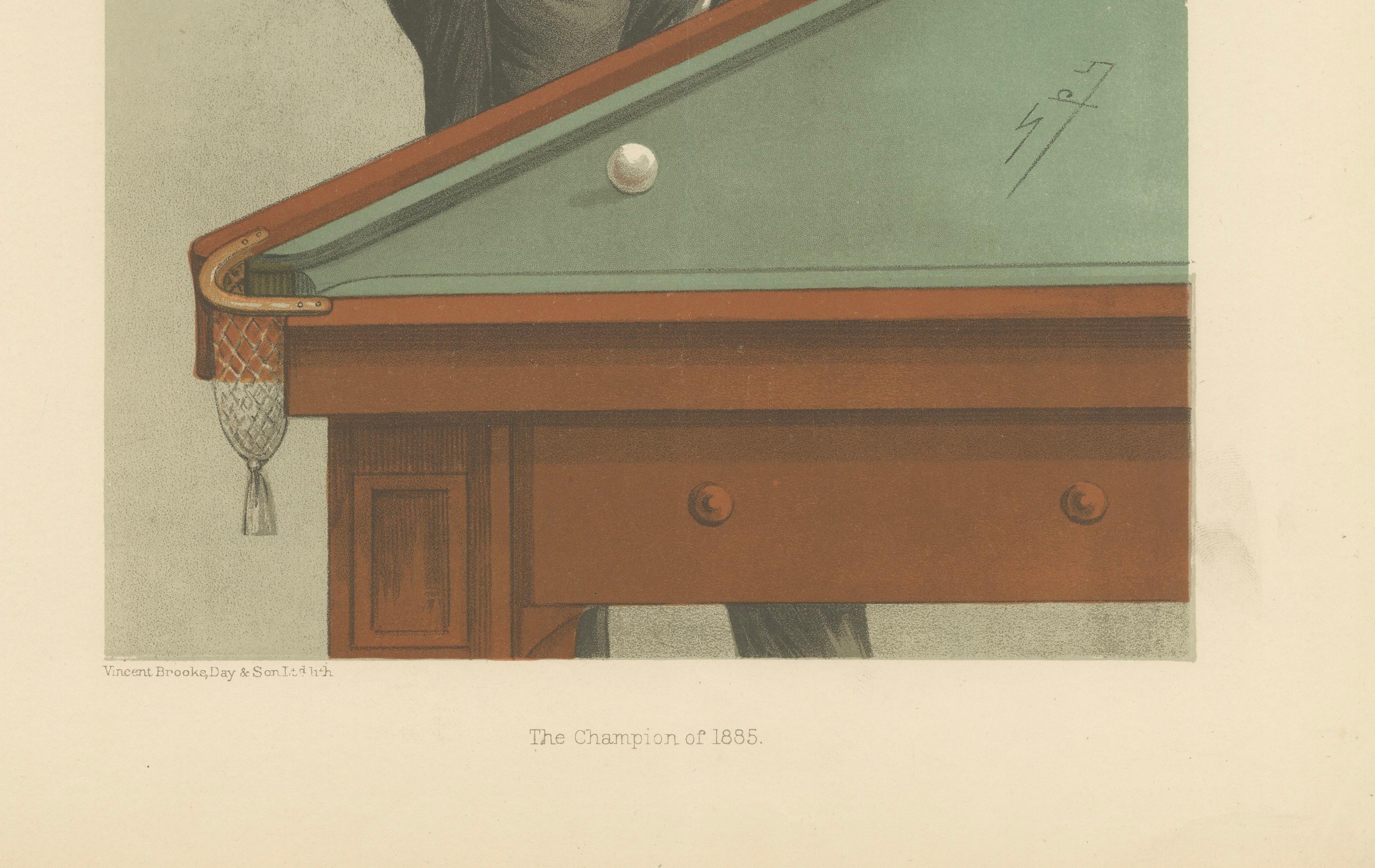 Eleganz beim Spiel: John Roberts Jr., Billard-Virtuose, Vanity Fair 1885 von Spy im Zustand „Gut“ im Angebot in Langweer, NL