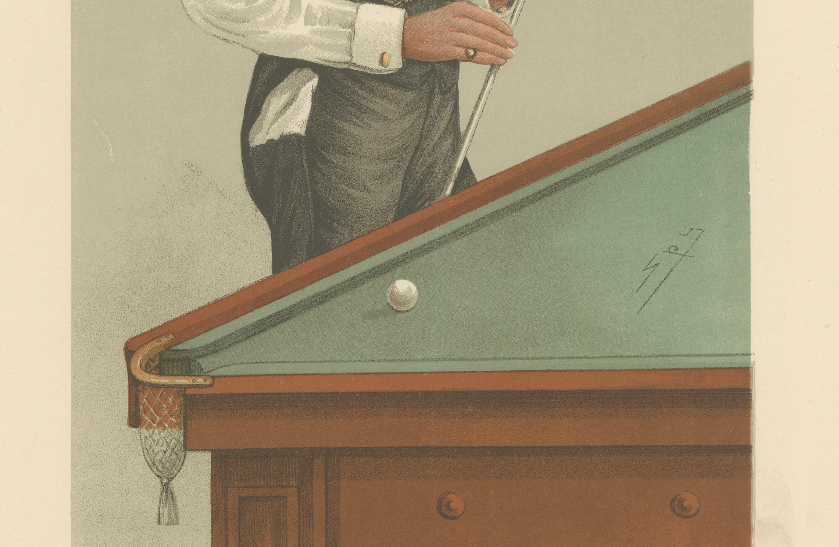Eleganz beim Spiel: John Roberts Jr., Billard-Virtuose, Vanity Fair 1885 von Spy (Spätes 19. Jahrhundert) im Angebot
