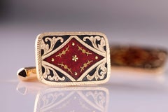 Elegance in Detail: Micro-Crafted Gold & Enamel Cufflinks
